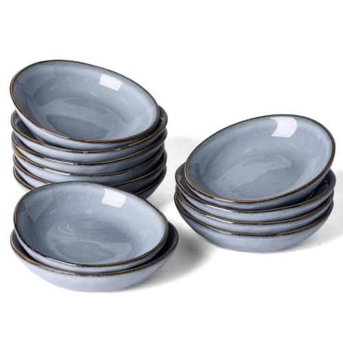 famiware Ceramic Soy Sauce Dish, 2.1oz Dipping Bowl Set of 12, Blue - color: Blue, size: 12pcs
