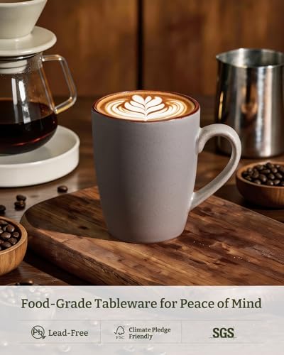 famiware Venus Coffee Mugs Set of 8, 13 oz Ceramic Stoneware Mug Cup Set - color: Dark Gray, size: 8pcs