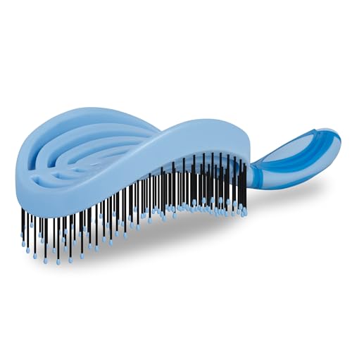 NuWay® DoubleC PRO® Patented Scalp Care Hair Brush – Double Curve Design for Scalp Massage, Professional Blow-Dry Styling, Wet & Dry Hair, All Hair Types (Azure Blue) - color: Azure Blue