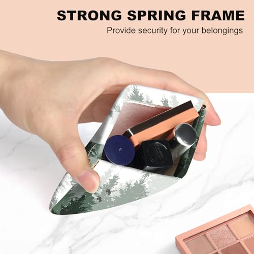 2Pcs PU Leather Small Squeeze Coin Purse Pouch Mini coin Bag Unique And Cute Wallet Cosmetic Bags Change Bag For Women Girls Men （Green Forest L - color: Green Forest L