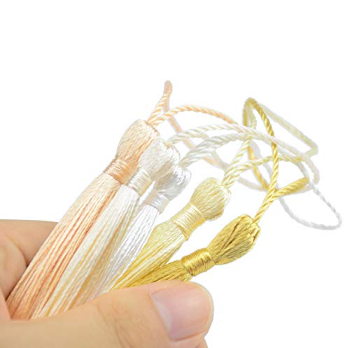 100Pcs 5 Inch Silky Bookmark Tassels for Jewelry, Souvenir(Mixed Yellow) - color: Mixed Yellow