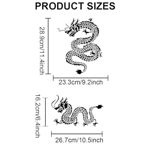 MAYJOYDIY 2 Styles Oriental Dragon Auspicious Clouds Stencil 11.8×11.8/11.7×8.3inch Large Chinese Dragon Sun Drawing Stencils with Paint Brush Asian Dragon Theme Template for Art Crafts Home Decors - color: Oriental Dragon