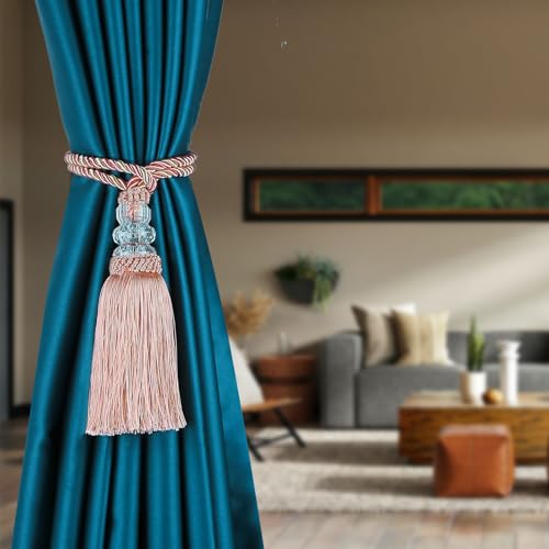 2 Pack Curtain Tiebacks with Tassel, Mix Pink - color: Mix Pink, size: 2