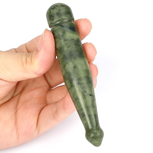 gemshan Jade Gua Sha Pen - Handmade Deep Tissue Massage Tool, Scraping Therapy, Facial & Body Relaxation - color: Green Jade
