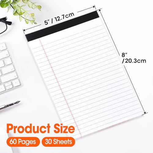 YesBes 16 Pack Note Pads Bulk, Small Legal Pads 5" x 8" Narrow Ruled Lined Writing Pad, 30 Sheets (60 Pages) Notepad for Office Home School, Perforated, Office Supplies - color: 16 Pack