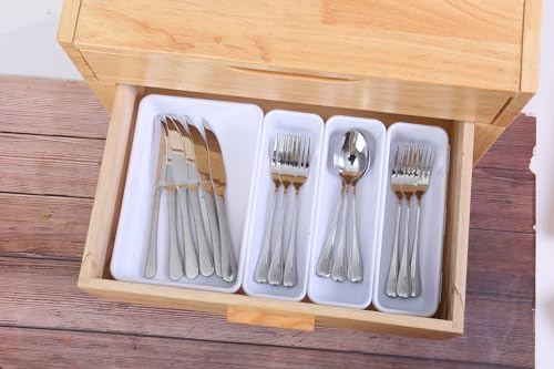 Kutesna 15PCS Interlocking Drawer Organizer, Plastic Desk Organizer Set - color: White, size: 15 pieces