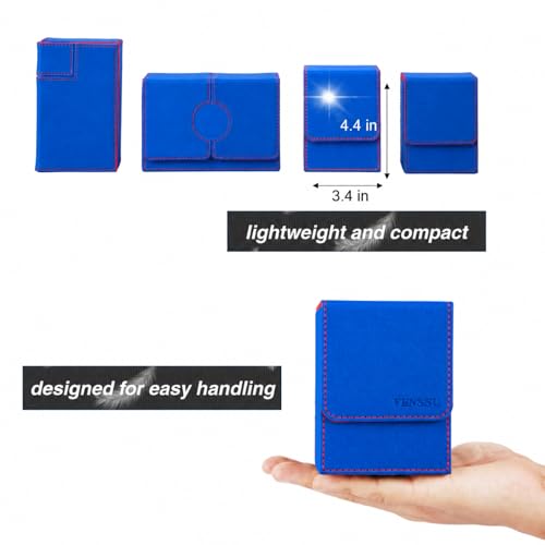 Venssu MTG Deck Box with Commander Display, Fits TCG Cards (Blue&Red) - color: Blue and Red