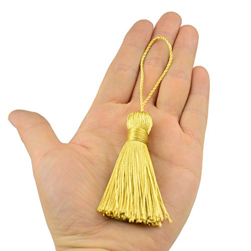 20Pcs 4.3 Inch Silky Mini Craft Tassels for Earrings, Souvenir(Light Gold) - color: Light Gold