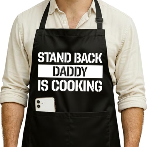 Funny Black Grill Apron with Pockets for Man,Dad,Husband,Father in Law,Chef Daddy Grilling Apron BBQ Cooking Gifts - color: Daddy Apron-1