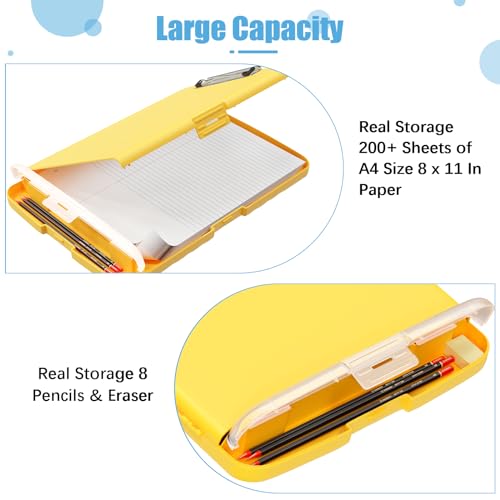 Hongri Clipboard with Storage with Pencil Case, 8.5 x 11 Storage Clip Board - color: Yellow
