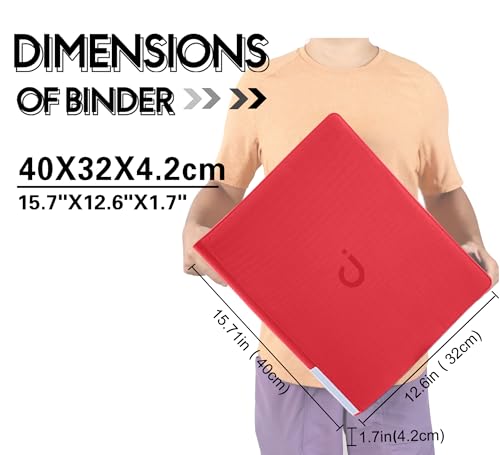 D DACCKIT Top Loader Binder, Holds 288 Cards - 9 Pocket Top Loader Binder for 3" x 4" Rigid Card Holders for Trading Cards or Sports Cards - Model C，Classic Red - color: Classic Red