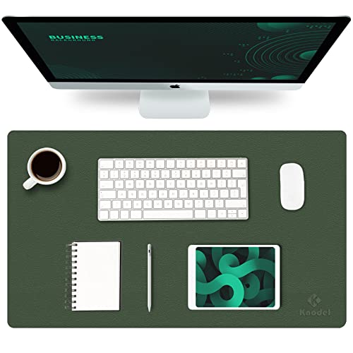 K KNODEL Small Office Desk Mat, Leather Mouse Pad (23.6"x13.8", Dark Green) - color: Dark Green, size: 23.6" x 13.8"
