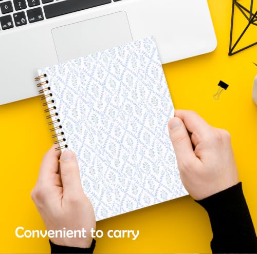 Qykwz Blue Floral Grandmillennial Spiral Notebook 5.5x8.3 - color: Color_Q