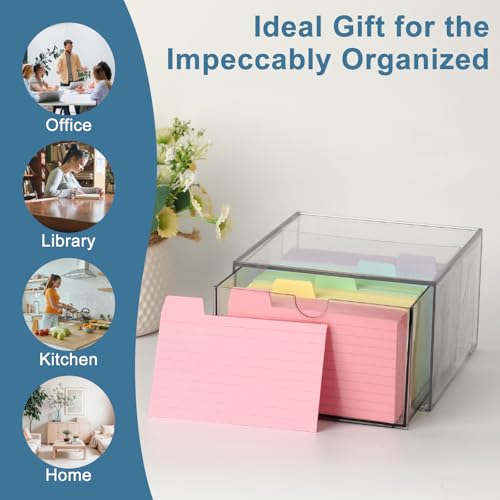 BTSKY 1 Pack Clear Index Card Box 3 x 5 Inch for Office Desk, Plastic