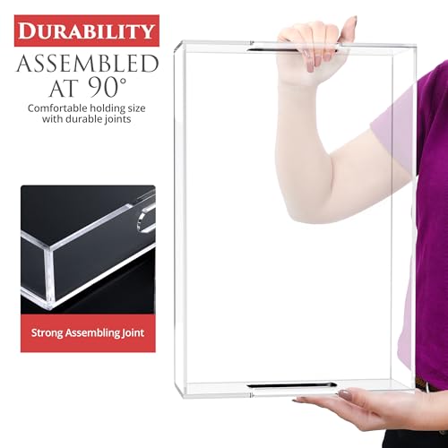 Acrylic Tray 20x16 with Cut Handles - Spill Proof Decorative Tray is an Ideal Countertop Organizer for Living Rooms, Ottoman Coffee Tables, Offices, Kitchens & Serving Guests - color: Transparent, size: 20" x 16" x 2"