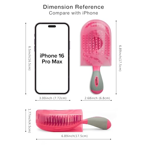 NuWay® TravelC® Scalp Care Hair Brush with Patented Travel Case – Vented Hair Brush for Scalp Massage, Blow-Dry Styling, Wet & Dry Hair, All Hair Types (Hot Pink) - color: Hot Pink