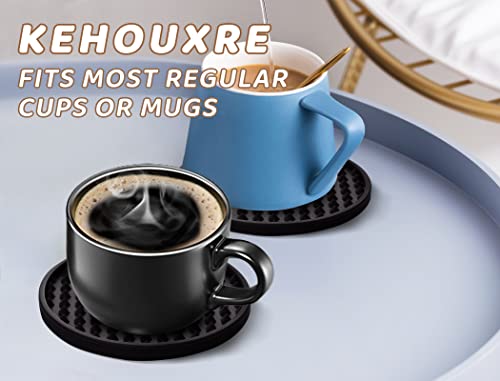 6 Pack Silicone Coasters for Drinks Rubber Coaster with Holder-Black - color: Black