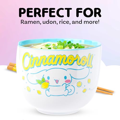 Silver Buffalo Sanrio Hello Kitty Lemons, Ramen Bowl with Chopsticks, 20oz - color: Cinnamoroll Lemons, size: 20 Ounces (No Spoon)