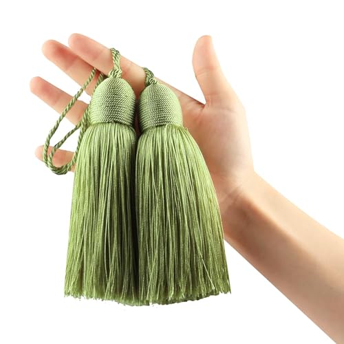 2Pcs Key Tassel with Loop DIY Handmade Craft Accessories,Green - color: Green