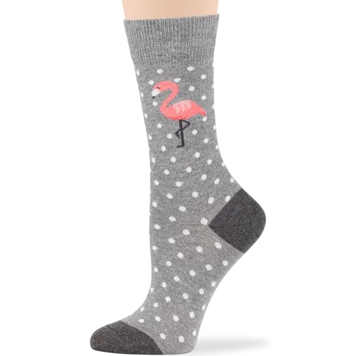 7BIGSTARS Women Cotton Crew Socks, Patterned 4 Pack, M 5-9 - L 8-12 - color: 17 - Grey, Dark Grey, Light Navy, Dark Navy (A32), size: 5-9