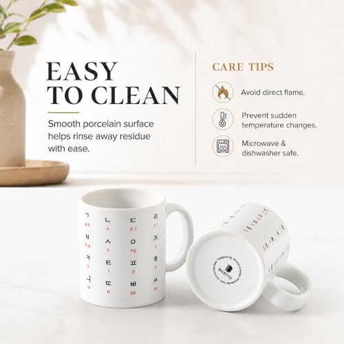 BICETTO Hangul Coffee Mug - Korean Alphabet Cup, K-Pop Gift Academic Red - color: Academic Red