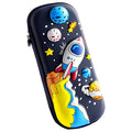 3D Space Rocket Pencil Case for Kids Boys, Waterproof Pencil Box with Compartments Pen Pouch (Dark Blue) - color: Space Rocket