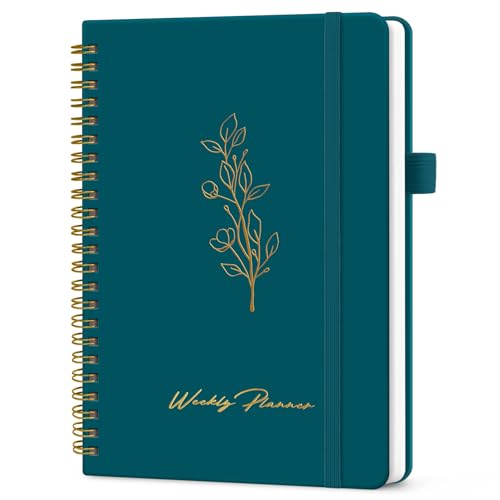 Taja Undated Weekly Planner, To Do List Notebook with Habit Tracker, A5 - color: m.Pine Emerald