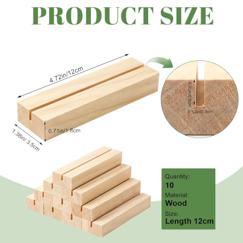 10Pcs 4.72x1.38 Inches Wood Table Number Stands, Wooden Place Card Holders, Acrylic Sign Holders for Wedding, Ceremony, Birthday, Party, Home Decoration, Events (3mm Slots) - size: 10 Pcs- L 4.72"- Slots 3mm