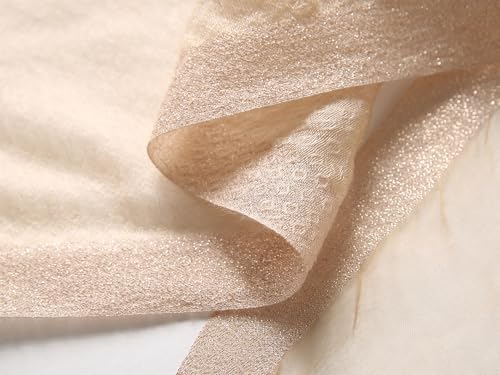 Jeelow Long Silk Blend Embroidered Floral Shawl Scarf Wrap for Women - color: Soft Beige
