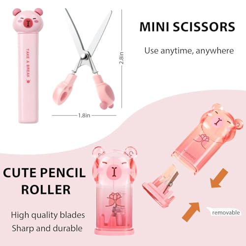 Capybara Stationery Set, Cute Pink School Supplies Gift for Students - style: pink