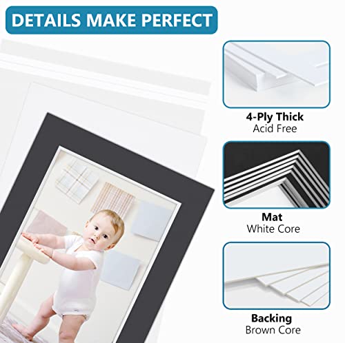 Somime 10 Pack Acid-Free 8x10 Black Mat Set for 5x7 Pictures with Bevel Cut - size: 8"x10" 10pack black complete set