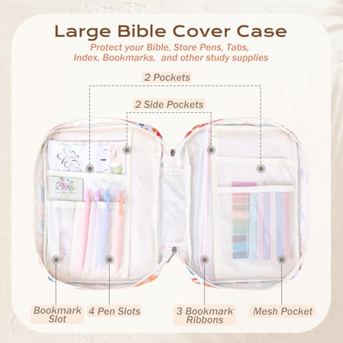 XKDOUS Bible Cover Case for Women Bible Bag Journaling Kit w/Study Supplies - color: Canvas Orange, size: Large