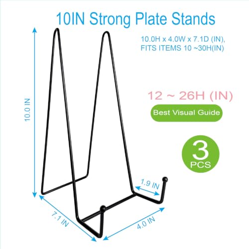 3PCS Iron Plate Stands for Display 10Inch, Large Metal Frame Holders Easel - size: 3PCS 10IN