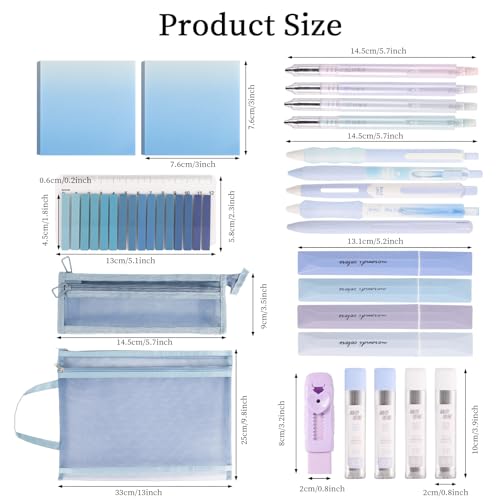 Buqoo 23-Piece Aesthetic Stationery Set for Students & Office - color: Blue