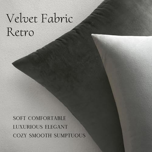MIULEE Velvet Throw Pillow Covers 12x12 Inch Pack of 2 Medium Gray - color: Medium Gray, size: 12" x 12" (Pack of 2)