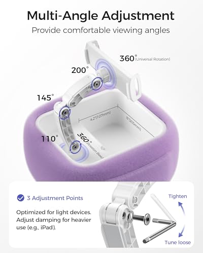 LULULOOK Tablet Pillow Stand for Kindle/iPad, Kindle Holder for Bed, Purple - color: Velvety Purple
