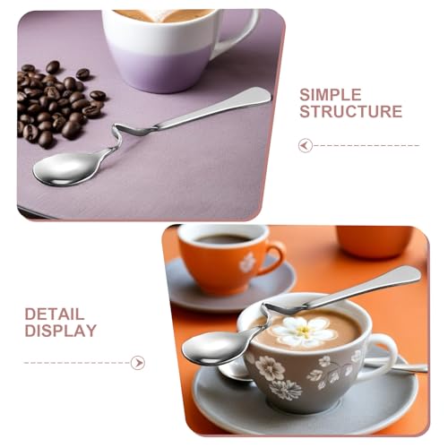 4pcs Stainless Steel Hanging Spoon Set 7.28in Curved Handle Coffee Stirrer Spoons for Tea Honey Jam Dessert Milk Home Kitchen Serving