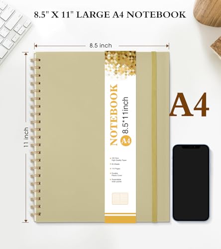 Spiral Notebook Journal 8.5” x 11”, A4 Large Notebooks for Women Men, College Ruled Lined Journal, 100 GSM Paper, Hardcover Spiral Bound Journals for Work School Writing Note Taking Business, Yellow - color: Yellow, size: Line