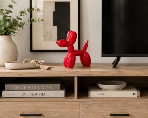 4 Inch Matte Red Balloon Dog Sculpture - color: Red