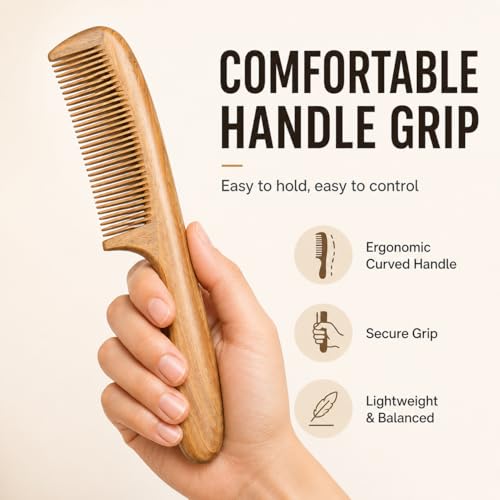 Melune Natural Ebony Wood Wide-Tooth Comb for Thick Curly Hair, 8.27 in (B0H1CBWWBH)