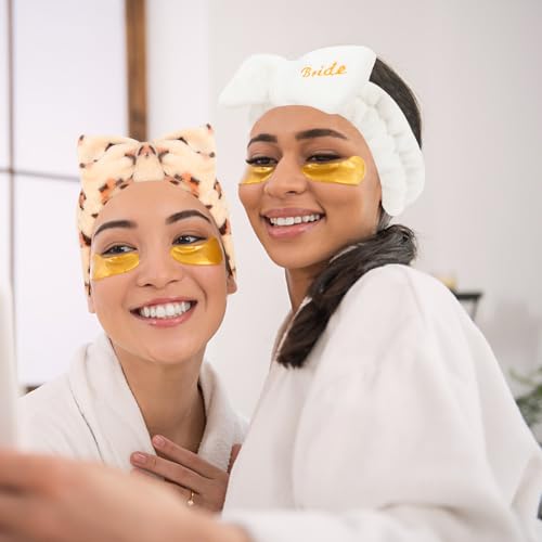 Semato Bachelorette Party Favor Set - Bride & Bridesmaid Spa Headbands (1 bride+ 7 leopard) - color: 1 bride+ 7 leopard
