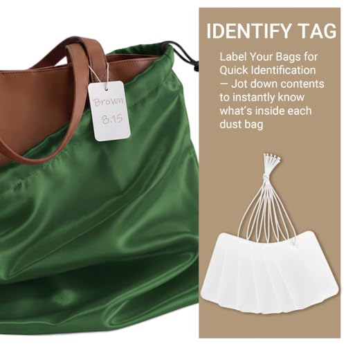 Q&J Fabric Co. 6 Pack Satin Dust Bag 15.7x19.7 inch Bright Green 100% Polyester Silk Bag Purse Dust Bag Shoe Bags for Closet Purse Protector Bag Dust Covers for Purses - color: Bright Green, size: 15.7"x19.7"