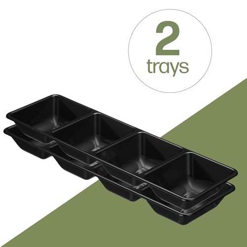 Plasticpro 4 Sectional Rectangle Plastic Serving Tray/Platter (2, Black) - color: Black
