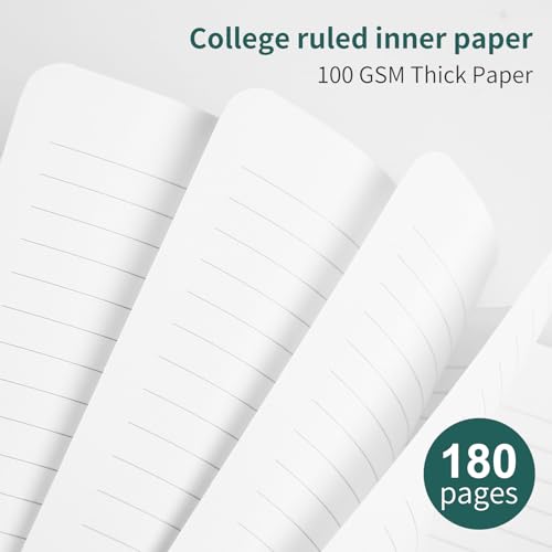 Spiral Notebook - 7.24" x 10" College Ruled Journal with Inner Pockets and 180 Pages, PU Leather Cover Business Journal, Twin-Wire Binding Notebook Perfect for Office & Home School Supplies Green - color: 004-Green-1pack, size: B5-180 pages