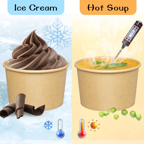 ESSENTIAL 50 Pcs 16oz Paper Ice Cream Cups with Lids - size: 16oz-50 Pcs with Lids