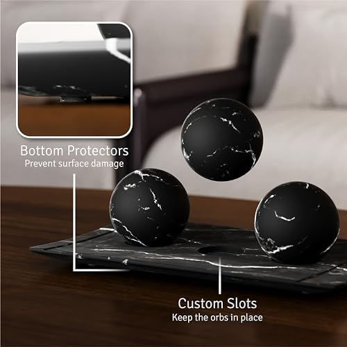 Creative Scents Black Marble Look Home Decor Bowl and Orb Set - Coffee Table Decor for Living Room - Centerpiece Table Decorations for Dining Table, Kitchen Counter, Foyer - Elegant House Decoration - color: Matte Black Marble Look