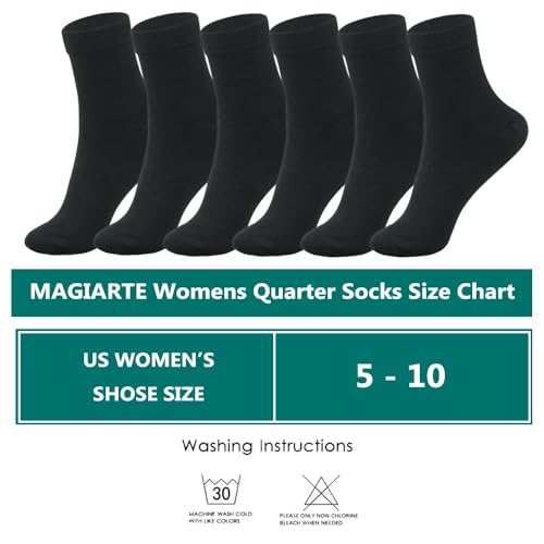 MAGIARTE Womens Mini Crew Cotton Socks,6 Pairs - color: Color#09 Black