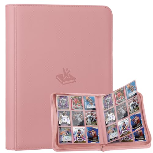 Trading Card Binder 9 Pocket, 360 Pockets Card Collection Binder - color: Pink