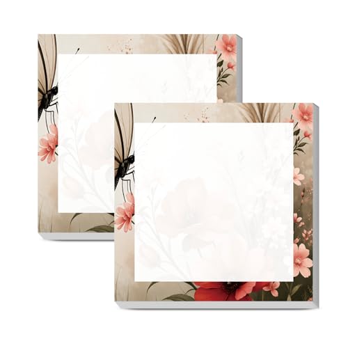 Sticky Notes 3x3 Inches, Cute Self-Stick Note Pads, Funny Memo Pads, Easy to Post Sticky Notes for Office, Home & Notebook Cute Butterfly Flower - color: Cute Butterfly Flower