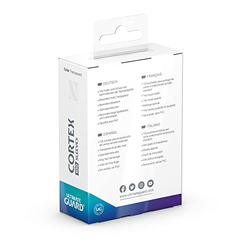 Ultimate Guard Cortex Outer Card Sleeves, 100 Standard Size TCG Sleeves, 66 x 91mm, Transparent Back, Glossy Finish, No PVC & Acid-Free, High Clarity - color: Transparent, size: Standard Glossy